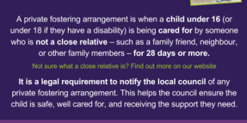 Inform the Council when caring for someone else’s child
